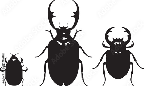 A set of insects silhouettes for flat design. Hand drawn vector illustration
