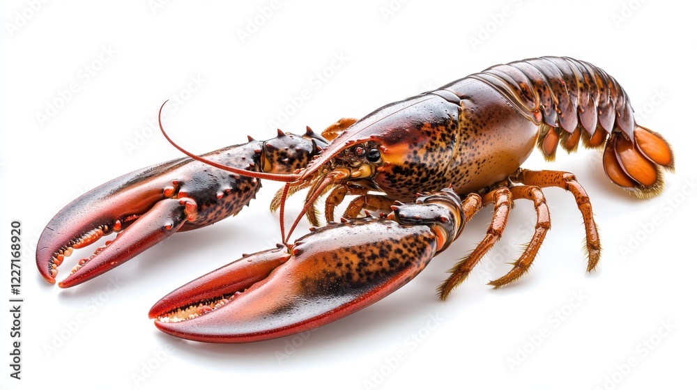 Lobster on a white background showcasing its vibrant color and detailed texture for culinary or seafood related use