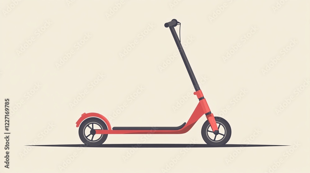 Urban Commuting Concept with Kick Scooter, Flat Vector Illustration for Modern Transportation Design Urban Commuting Concept with Kick Scooter, Flat Vector Illustration for Modern Transportation Design