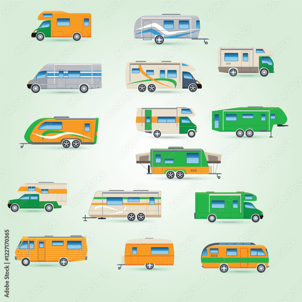Recreational Vehicle Icons Set Recreational Vehicle Icons Set