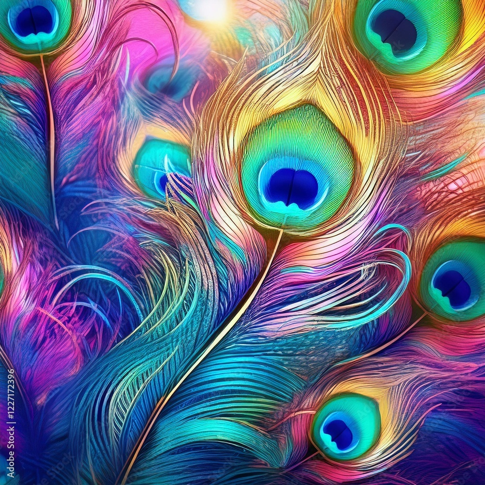 custom made wallpaper toronto digitalclose-up of vibrant colorful peacock feathers, background graphic resource