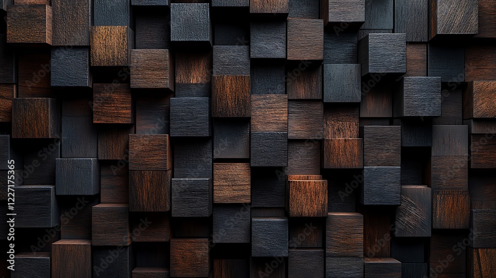 Textured Wooden Cubes in Grid Pattern Textured Wooden Cubes in Grid Pattern