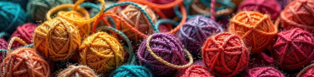 Handmade bobina filled with natural colored threads and yarns, textile scraps, yarns, woven threads Handmade bobina filled with natural colored threads and yarns, textile scraps, yarns, woven threads