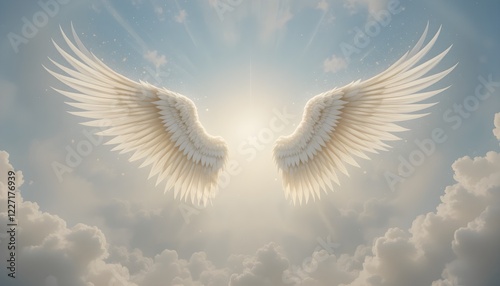 realistic close-up photo of of angel wings