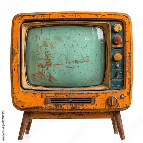 Ancien téléviseur rétro découpé sur un fond transparend photo
