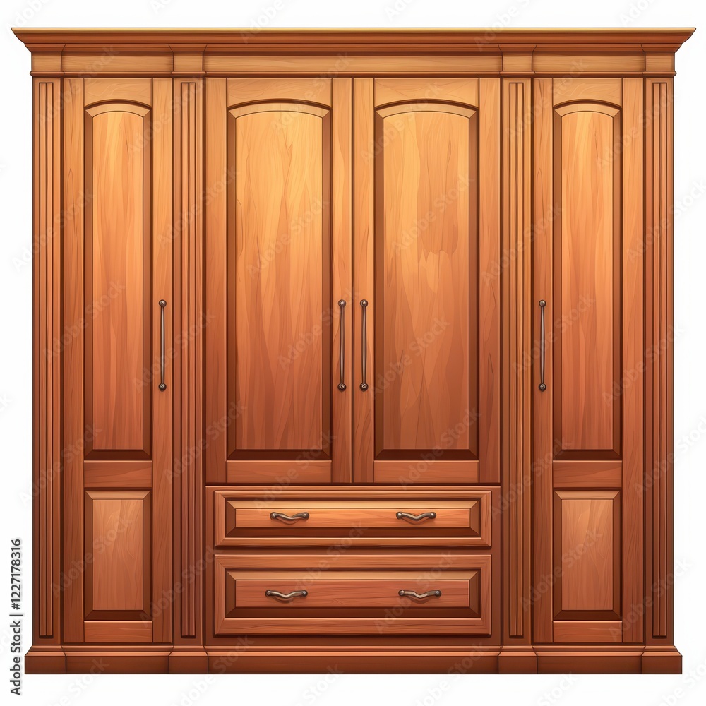 Classic Wooden Armoire with Double Doors Drawers and Elegant Details Classic Wooden Armoire with Double Doors Drawers and Elegant Details
