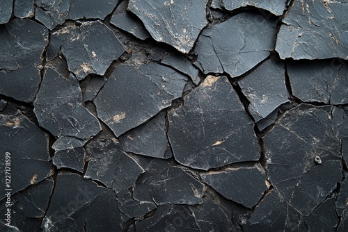 Cracked black stone texture with abstract pattern.
