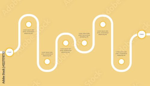 Roadmap timeline infographic template with 6 steps.