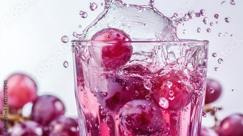 A splash of fresh grape juice splashing out of a glass