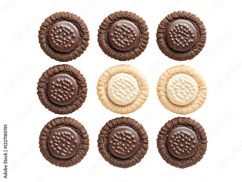 Isolated Dark and White Cookies Arrangement Isolated Dark and White Cookies Arrangement