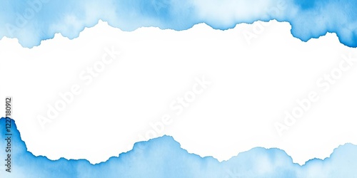 Wallpaper Mural watercolor stain in shades of blue spreading on white surface, design, isolated Torontodigital.ca