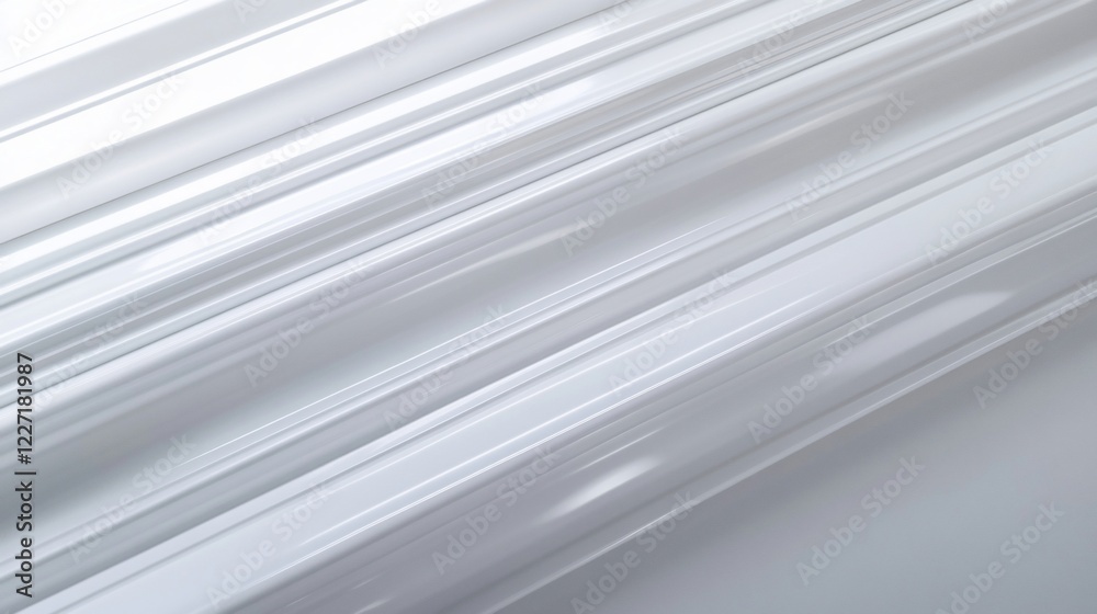 Obraz premium White plastic texture, parallel lines, studio, background blur, packaging