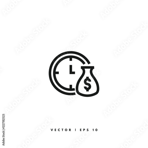 Time Money Icon. Editable Stroke