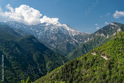 Landscape at the area of Mt Olympus, the highest mountain of Greece in Spring