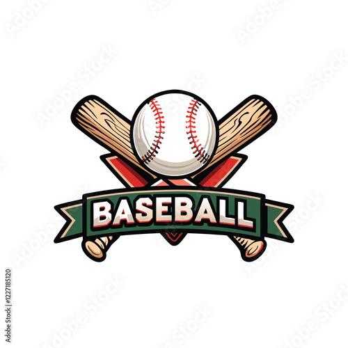 Design a retro-style baseball logo featuring a vibrant vintage bat and ball, incorporating a bold typeface.  Think 1950s Americana.