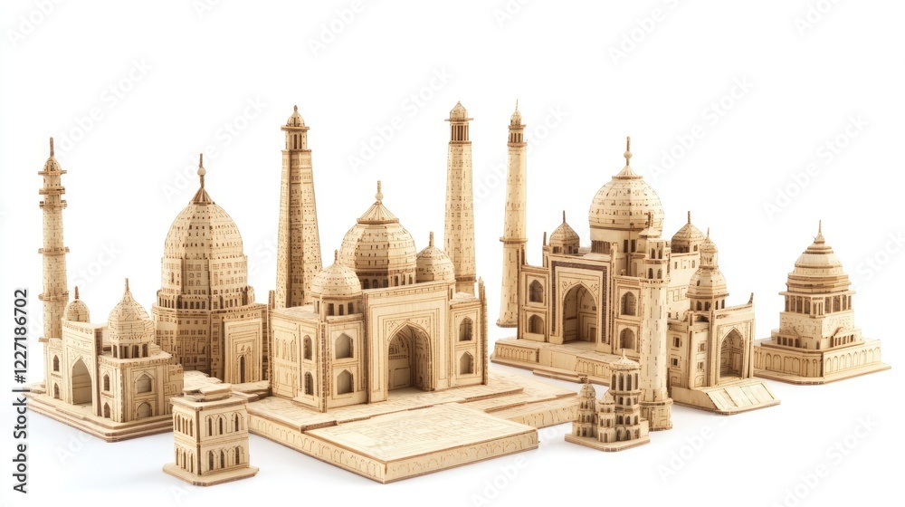 Naklejka premium Historical monuments of different countries isolated on white background, travel and tourism concept