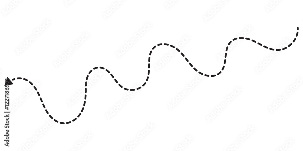 Dashed Arrows doodle dot line arrows set. Vector dots linear arrow set, dashed or dotted moving navigation directionals collection isolated on white background. EPS 10 Dashed Arrows doodle dot line arrows set. Vector dots linear arrow set, dashed or dotted moving navigation directionals collection isolated on white background. EPS 10