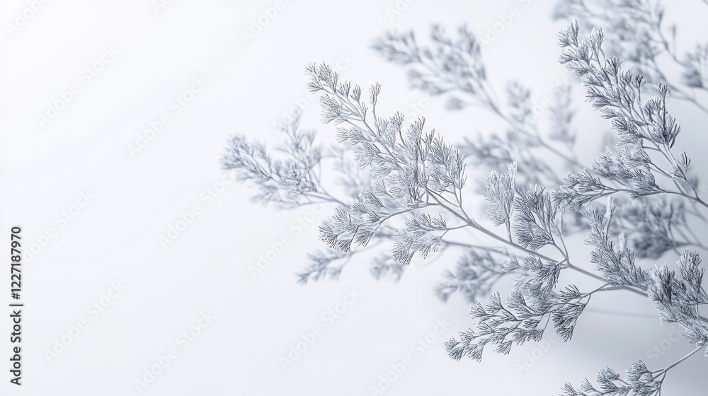 Obraz premium Silver floral branches studio shot, minimalist background, website banner