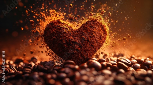 coffee heart splash. Selective focus.