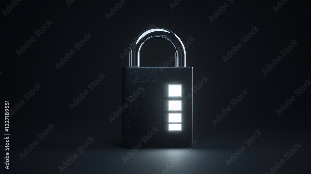 Glowing Padlock Security Dark Background Cyber Glowing Padlock Security Dark Background Cyber