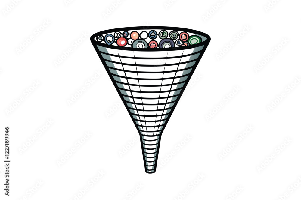 Design a visually appealing infographic depicting a digital marketing funnel. Illustrate each stage clearly, using a realistic funnel shape. Design a visually appealing infographic depicting a digital marketing funnel. Illustrate each stage clearly, using a realistic funnel shape.
