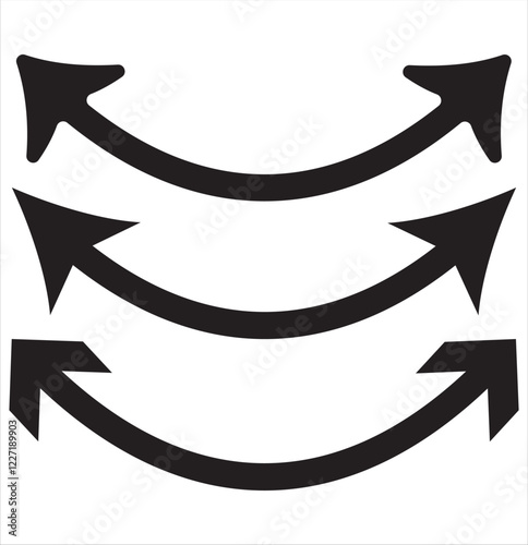Dual arrow. Dual semi circle arrow. Vector illustration. Semicircular curved thin long double ended arrow. Red and Black arrow Set. Variety Design.
