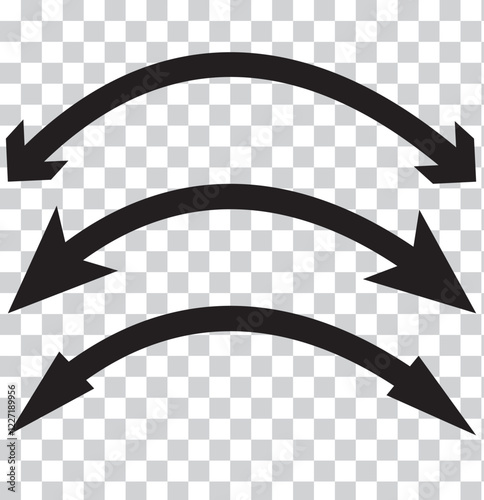 Dual arrow. Dual semi circle arrow. Vector illustration. Semicircular curved thin long double ended arrow. Red and Black arrow Set. Variety Design.