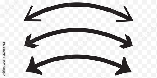 Dual arrow. Dual semi circle arrow. Vector illustration. Semicircular curved thin long double ended arrow. Red and Black arrow Set. Variety Design.