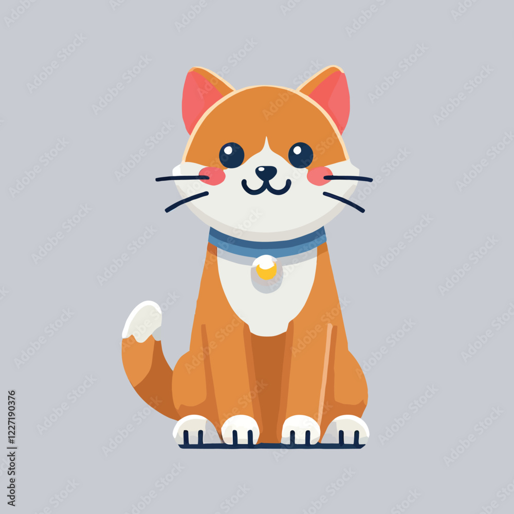 Fototapeta premium Adorable Orange Tabby Cat Sitting Cartoon Illustration