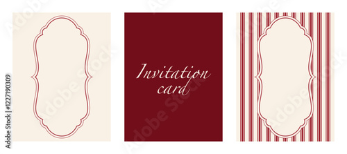 Vector illustration. Frame, pattern, greeting card, background or flyer. Invitation cards on wedding. Luxury design. Burgundy, dark red.