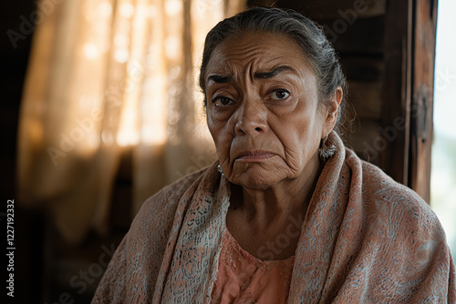 Elderly Woman with Thoughtful Expression  photo