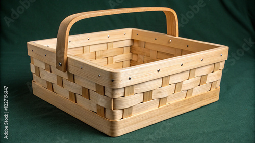  beautifully woven wooden basket with a smooth finish and sturdy handles, ideal for carrying goods and enhancing rustic home decor.