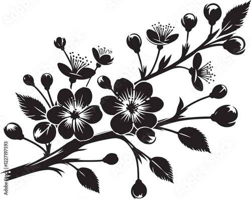 flower art with silhouette design image victor style with the white background.