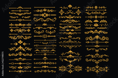 Elegant Golden Border Ornament Vector Collection.