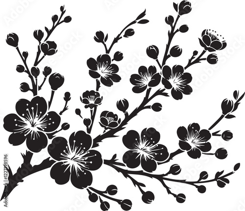 flower art with silhouette design image victor style with the white background.