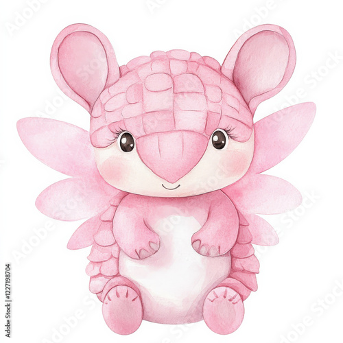 Pink_Armadillo_Fairy,_Watercolor_Illustration.