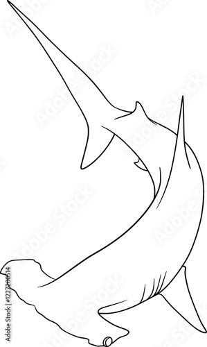 hammerhead shark outline hand drawn vector illustration