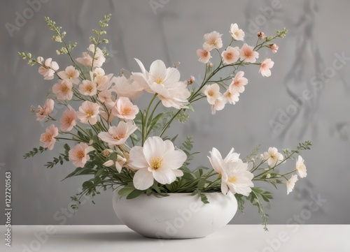 Wallpaper Mural Delicate floral arrangement with curved lines and organic shapes,  nature-inspired,  vintage floral,  abstract florals Torontodigital.ca