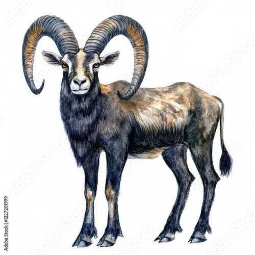 Wallpaper Mural Watercolor_painting_of_a_majestic_wild_sheep_with_large,_curved_horns. Torontodigital.ca