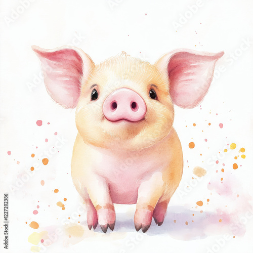 Wallpaper Mural Adorable_watercolor_piglet,_cheerful_expression,_soft_pastel_colors,_whimsical_background. Torontodigital.ca