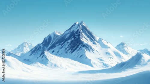 Wallpaper Mural Towering snowy mountain peaks rise above a vast glacier, their pristine white slopes glowing under a clear blue sky, creating the perfect winter adventure scene. Torontodigital.ca