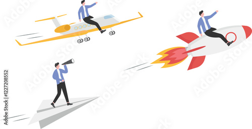 Wallpaper Mural Business competition.Businessman on a rocket and businessman on a plan.

 Torontodigital.ca