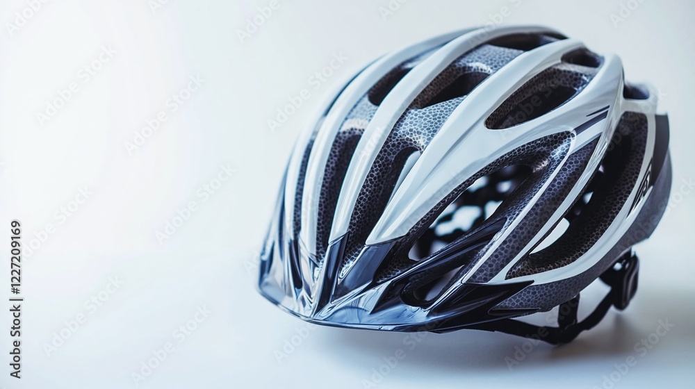 White cycling helmet studio shot, safety, bright background, sport White cycling helmet studio shot, safety, bright background, sport