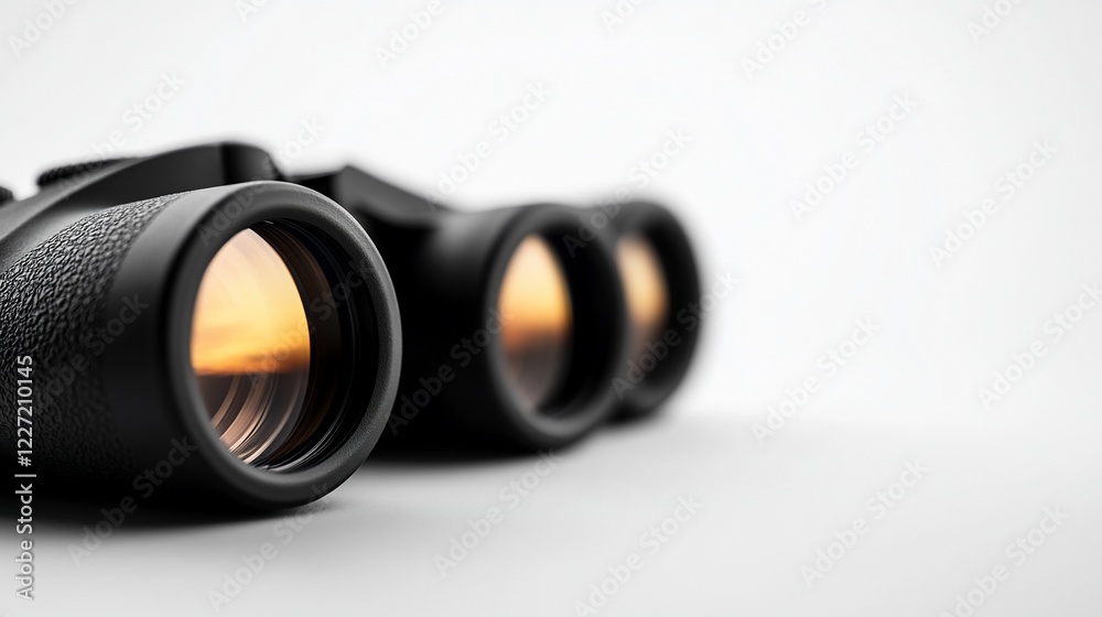 Binoculars sunset view discovery exploration white background Binoculars sunset view discovery exploration white background