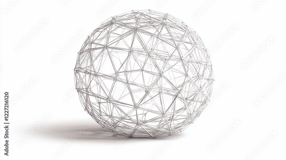 White geodesic sphere model, studio shot, isolated, network concept, website design White geodesic sphere model, studio shot, isolated, network concept, website design