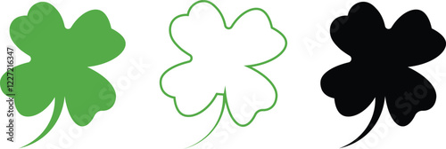 Good luck four leaf clover icon set. four leaf clover isolated icon. four leaf clover line icon. clover icon, vector, silhouette set
 RGB