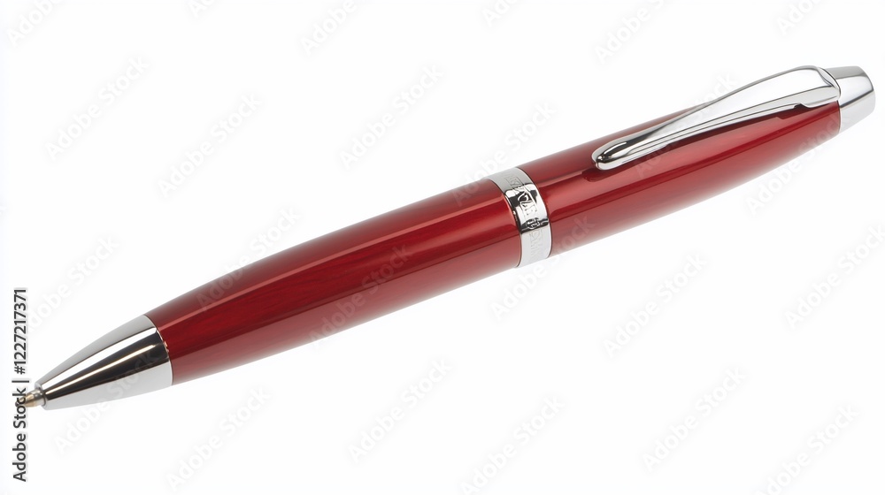 Red pen, writing instrument, studio shot, white background, office supplies Red pen, writing instrument, studio shot, white background, office supplies