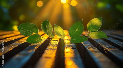 green tree against a blurred background with sky bokeh, natural setting