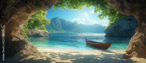 Panorama amazed nature scenic landscape Maya Bay with boat for traveler