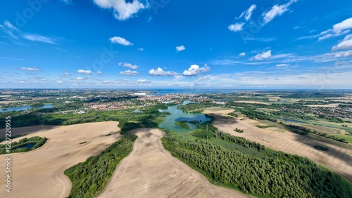 Hanseatic city of Wismar in Germany from the air in summer